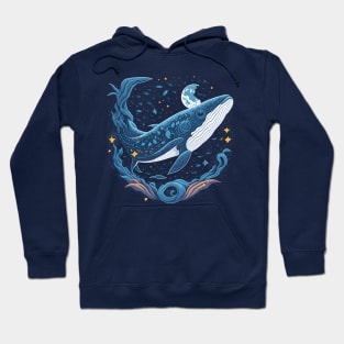 Blue Whale at Night Time Hoodie